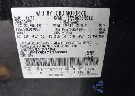 2014 Ford Explorer Xlt z USA, uszkodzony, nr VIN 1FM5K8D8XEGA83963